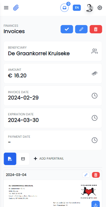 Invoice Detail Mobile